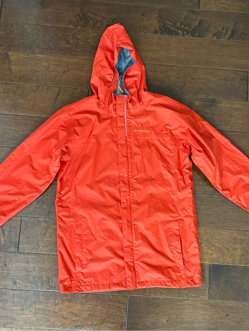 Columbia Bright Orange Kids' Hooded Windbreaker. Size XL